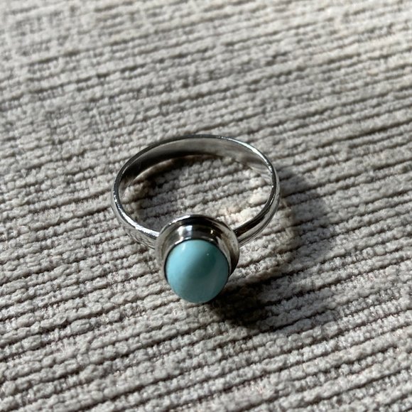 Blue Larimar Sterling Silver Ring - Size 6.5 - Picture 6 of 7